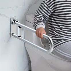 Flip-Up Bathroom Grab Bar with Wall-Mounted Toilet Safety Handrail
