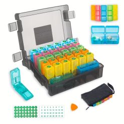 Monthly Pill Organizer with 32 Daily Compartments